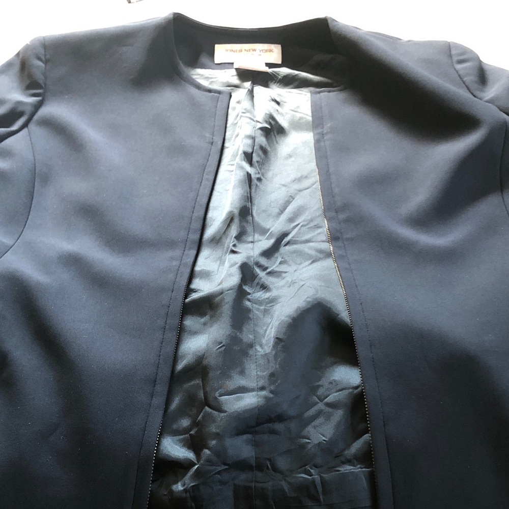 Jones New York Navy Collarless Blazer